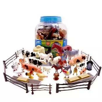 Animal Planet Farm Animal Figure Square Bucket Set 40p, популярные игрушки в Корее