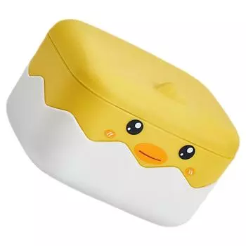 Animal Portable Drain Soap Box with Lid Case Holder Little Yellow Duck Cute Dish for Shower