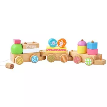 ANIMAL Pull Toy Building Blocks Развивающая игрушка Деревянная игрушка Деревянный подарок на день рождения 1 год Мальчики Девочки Обучение