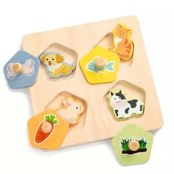 Animal Sensory Toy for Kids Colorful Wooden Shape Sorting Board with Food Chain Theme,Educational Hand Eye Coordination,Christmas Gift,for Toddlers, Matching Toys