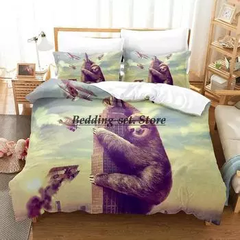 Animal sloth Bedding Set Single Twin Full Queen King Size Bed Aldult Kid Bedroom Duvetcover Set 3D Print Anime Bed Sheet Set 70x133cm 2pcs