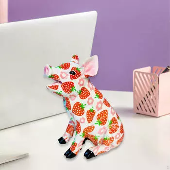 Animal Statue Piggy Figurines Desktop Sculpture for Coffee Table House Style A