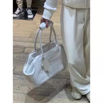 Animal Universal Breathable Pet Bag Large Capacity Outdoor Portable Handbag 2025 New Kitten Bag Tote Bag Creamy-white small size