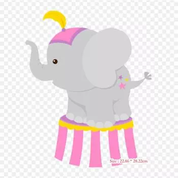 Animales De Circo Animados Circus Elephant Утюг с термопереносной печатью Виниловые нашивки Наклейка для одежды DIY Аппликации Моющиеся нашивки