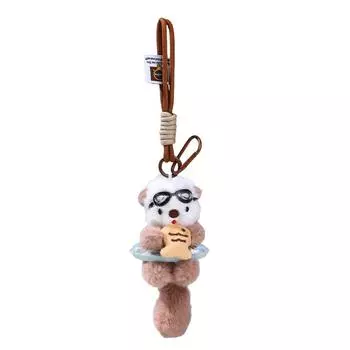Animals Doll Cartoon Pilot Otter Keychain Keys Accessories Panda Puppy Plush Doll Students