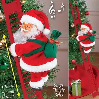 Animated Electric Climbing Ladder Santa Claus Doll Party Musical Christmas Decor