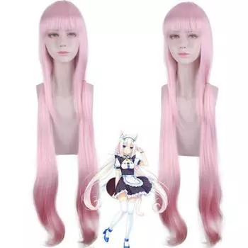 Аниме 100 см розовый длинный парик косплей Nekopara Chocolat Vanilla костюм термостойкие синтетические волосы женские парики для косплея 97-100cm розовый