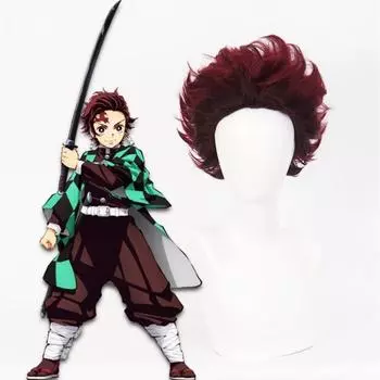 Аниме 20 см убийца демонов: Kimetsu no Yaiba Tanjiro Kamado короткие каштановые термостойкие волосы, костюм для косплея, парик 20CM коричневый