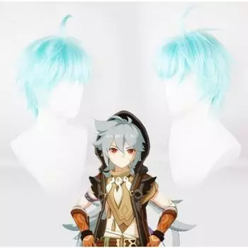 Аниме 30 см игра Genshin Impact косплей Хэллоуин Chongyun косплей парик Chong Yun термостойкие парики из синтетических волос 30CM небесно-голубой