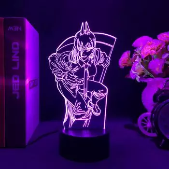 Аниме 3d лампа бензопила человек мощность для декора спальни ночник детский подарок на день рождения манга гаджет бензопила человек светодиодный ночник прикроватный