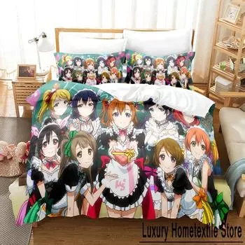 Аниме 3D The Love Live Постельное белье Пододеяльник Комплект с наволочкой Твин Полный Queen King Постельное белье Постельное белье на заказ EU Single 135x200cm