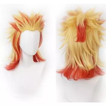 Аниме 45 см Demon Slayer Kimetsu no Yaiba Rengoku Kyoujurou парик косплей костюм термостойкие волосы для мужчин и женщин парики для ролевых игр 45CM оранжевый