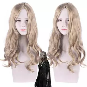 Аниме 50 см Бела Биологическая Деревня Длинный Парик Для Косплея Синтетические Волнистые Волосы Средняя Часть Парики Для Хэллоуина Для Женщин 50CM хаки