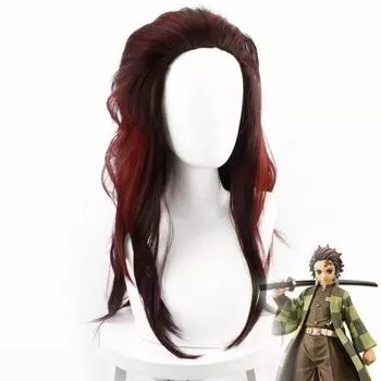 Аниме 60 см убийца демонов: Kimetsu No Yaiba Tanjiro Kamado Каштаново-коричневые термостойкие волосы Peluca Аниме Косплей Костюм Парик 60CM коричневый