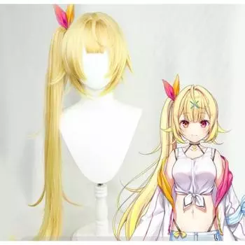Аниме 90 см Сара Vtuber Youtuber Hololive косплей длинный желтый хвост термостойкие синтетические волосы Хэллоуин Карнавал Вечеринка 90CM золотой