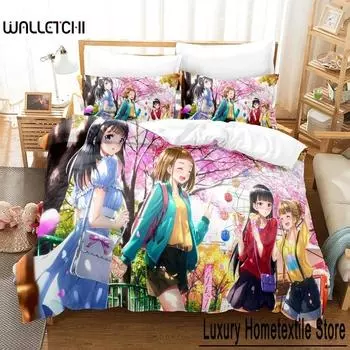 Anime A Place Further Than The Universe Bedding Set Single Twin Full Queen King Size Bed Set Adult Kid Bedroom Duvet cover Sets 70x133cm 2pcs