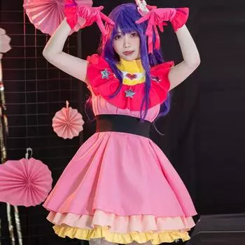 Аниме Ai Hoshino Косплей Оши Но Ко Костюм Лолита Платье Сценическая Юбка Роза Сетка Синтетический подарок на вечеринку Хэллоуин для милой девушки и женщины XXXL