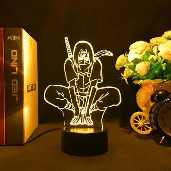 Аниме акриловый 3D ночник Наруто Учиха Итачи красочный пульт дистанционного управления украшение для спальни настольная лампа подарок на день рождения