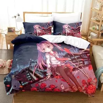 Anime Aria the Scarlet Ammo Hidan no Aria Bedding Set Duvet Cover Bed Set Quilt Cover Pillowcase Comforter king Queen Size EU single(135x200cm)