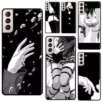 Аниме эстетический черный чехол для телефона Samsung Galaxy S20 FE S21 S22 Note 20 Ultra Note 10 S8 S9 S10 Plus Cover Galaxy S8