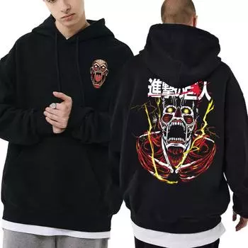 Аниме «Атака Титанов» Эрен Йегер Shingeki No Kyojin толстовка для мужчин и женщин модные повседневные толстовки большого размера мужской винтажный свитшот S чёрный