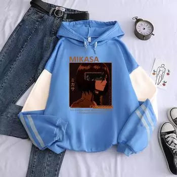 Аниме Атака титанов Микаса смешной графический принт с капюшоном для мужчин и женщин толстовки с капюшоном манга свободная повседневная толстовка мужской пуловер Harajuku XS белый