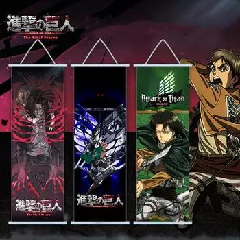 Аниме Атака Титанов Настенная диаграмма Холст Плакат Современное украшение для дома Гостиная Подвеска Подарок