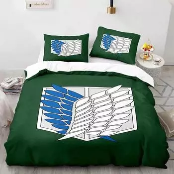 Anime Attack On Titan Logo Bedding Set Boys Girls Twin Queen King Size Duvet Cover Pillowcase Bed boys Adult Home Textileextile EU Single 135x200cm
