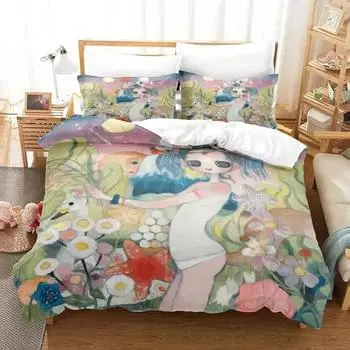 Anime Aya Takano Bedding Set,Duvet Cover Comforter Bed Set Quilt Cover Pillowcase,King Queen Twin Size Boys Girls Adultse 135X200cm 2pcs