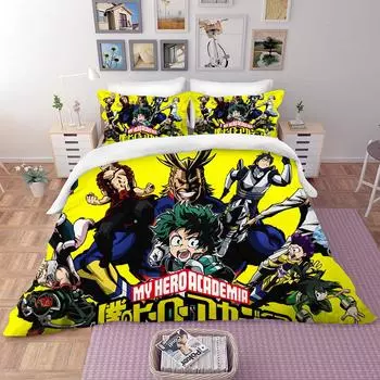 Anime Bedding Set My Hero Academia Quilt Duvet Cover Sets No Sheet Home Decor Single Queen King Size Gift Cute Boys Cartoon EU single(135x200cm)