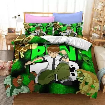 Anime Ben Gwen Duvet Cover 10 Cartoon Bedding Sets Kids Boys Adult Gifts Bed Set 2/3 Pcs Quilt Comforter Covers Home Textiles 135X200cm-2pcs