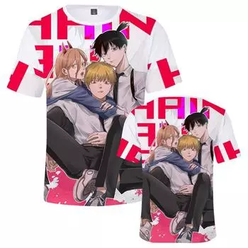Аниме бензопила человек 3D принт мода повседневная мальчик и девочка большой размер футболка дети взрослые мультфильм круглый вырез футболка детский топ S