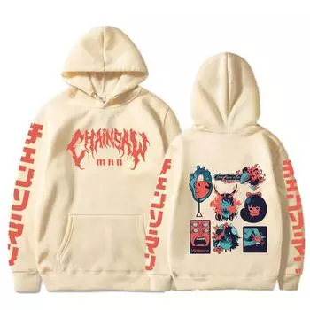 Аниме бензопила человек почита графический принт капюшон мужчины женщины классические толстовки с капюшоном больших размеров уличная одежда унисекс толстовка харадзюку XS чёрный