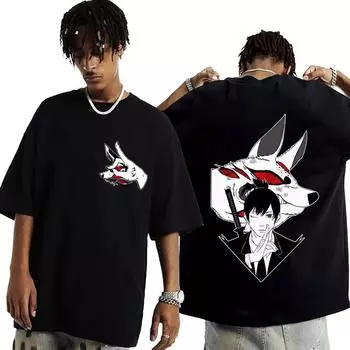 Аниме бензопила унисекс футболка Unisexga Hayakawa Aki Fox Devil Kon футболки с принтом унисекс женская повседневная хлопковая футболка с коротким рукавом большого размера L