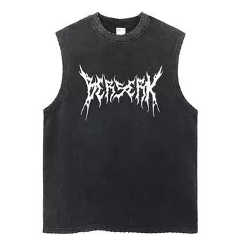 Аниме Берсерк Графический Готический Мужская Майка Летняя Y2k Одежда Мужская Футболка без Рукавов Винтажная Вываренная Оверсайз Харадзюку S