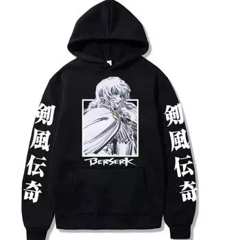Аниме Berserk Griffith Manga Print Hoodies Men Loose Long Sleeve Hoody Oversize Harajuku Hip Hop Streetwear Pullover Tops S