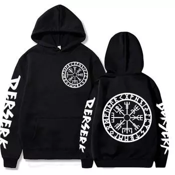Аниме Berserk Logo Graphic Print Hooded Men Women New Hoodies Harajuku Loog Sleeve Casual Fleece Sweatshirt Unisex Streetwear XS чёрный