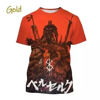 Anime Berserker 3D Printing Anime Casual Street Style Hip Hop Short Sleeve man S