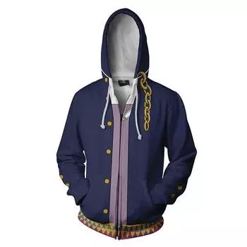 Anime Bizarre Jojos Adventure Cosplay Hoodie Men Sweatshirt Zipper Coat Jacket L