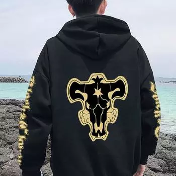 Аниме Black Clover Black Bulls Squad Emblem Hoodies Yami Asta Magic Knights Толстовки Мужские Женские Повседневные Harajuku Streetwear XS чёрный