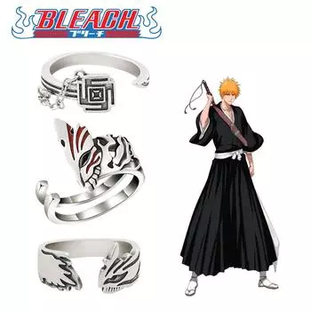 Аниме Bleach Косплей Кольцо Куросаки Ичиго Металлические Регулируемые Кольца Унисекс для Женщин Мужчин Ювелирные Изделия Аксессуары чёрный