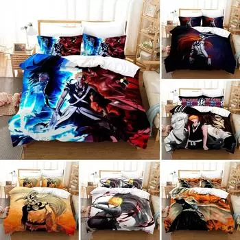 Anime Bleach Kurosaki Ichigo Duvet Cover Pillowcase Bedding Set Double Twin Full Queen King Adult Kids Bedclothes Quilt Cover EU Single 135x200cm
