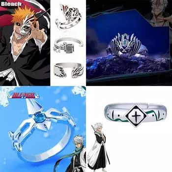 Аниме BLEACH Куросаки Ичиго Хицугая Тоуширо Кольцо Косплей Реквизит Ювелирные Изделия Парные Кольца Регулируемые Аксессуары Для Тематической Вечеринки как