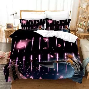 Anime Bleach Toushirou Ichigo Duvet Cover Pillowcase Bedding Set Double Twin Full Queen King Adult Kids Bedclothes Quilt Cover 135X200cm-2pcs