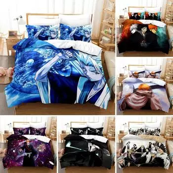 Anime Bleach Toushirou Ichigo Duvet Cover Pillowcase Bedding Set Double Twin Full Queen King Adult Kids Bedclothes Quilt Cover EU Single 135x200cm