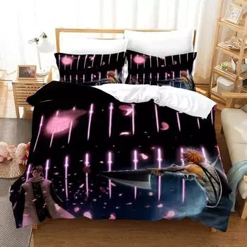 Anime Bleach Toushirou Ichigo Duvet Cover Pillowcase Bedding Set Double Twin Full Queen King Adult Kids Bedclothes Quilt Cover EU Single 135x200cm