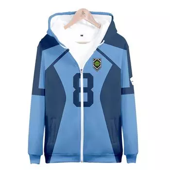 Аниме Blue Lock 3D Printed Zipper Hoodies Men Women Casual Fashion Hooded Oversize Hoodie Kids Zop Up Sweatshirt Suit Coat S