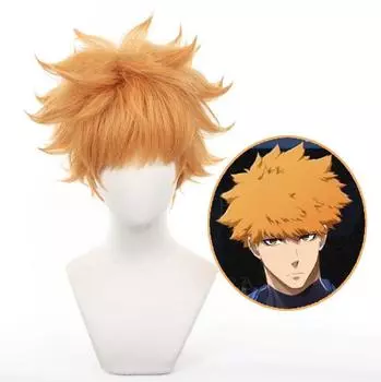 Аниме Blue Lock Hero Kunigami Rensuke парик для косплея 30 см короткие желтые оранжевые термостойкие волосы Team Z No.9 парики + шапочка для парика One Size