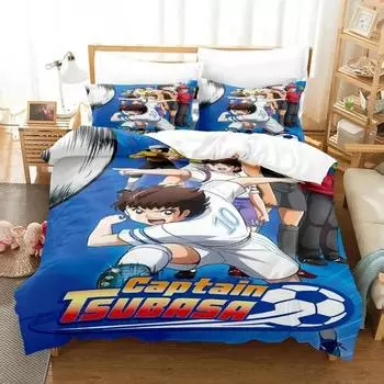 Anime Captain Tsubasa Bedding Set Boys Girls Twin Queen Size Duvet Cover Pillowcase Bed Kids Adult Fashion Home Textileextile EU Single 135x200cm