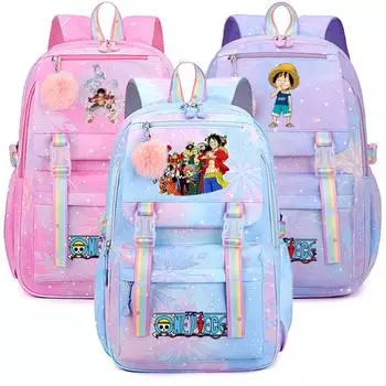 Аниме цельный рюкзак с принтом для подростка, студентки, девушки, рюкзак для школы, повседневная женская дорожная сумка большой вместимости, рюкзак Mochila